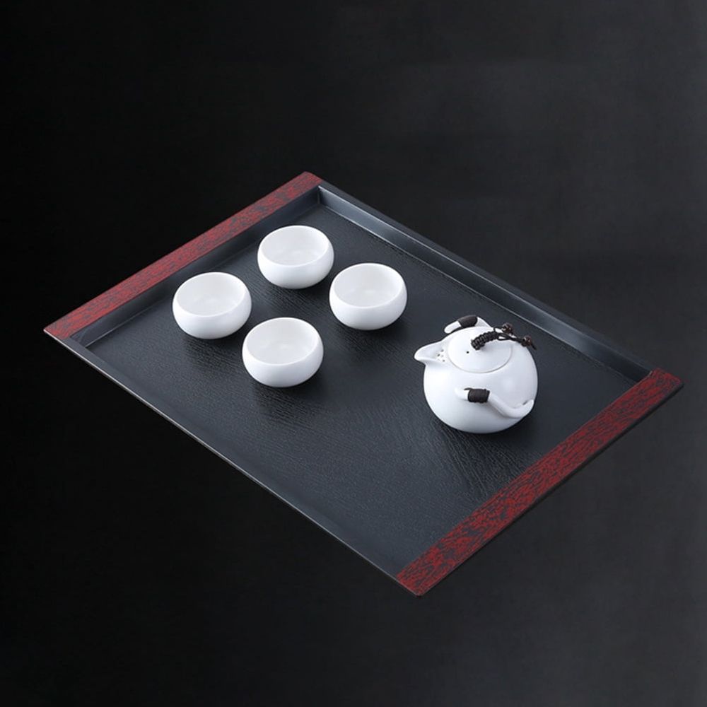 Black Multipurpose Tea Tray Household Coffee Serving Tray with Spill Proof Design