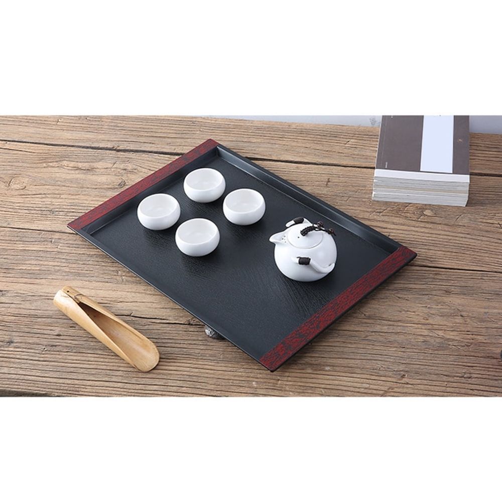Black Multipurpose Tea Tray Household Coffee Serving Tray with Spill Proof Design