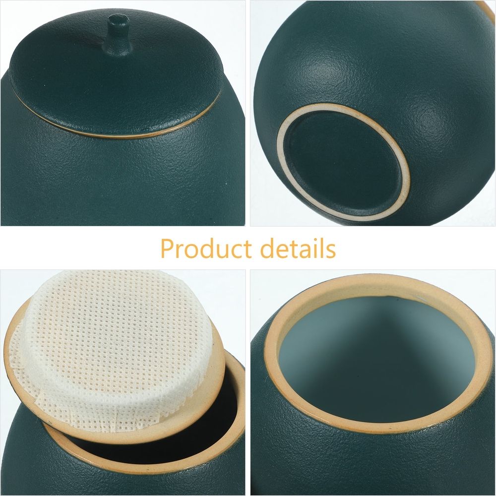 Ceramic Candy Jar with Lid - Versatile Cookie Canister, Tea Storage Pot, Kitchen Organizer and Decorative Table Container