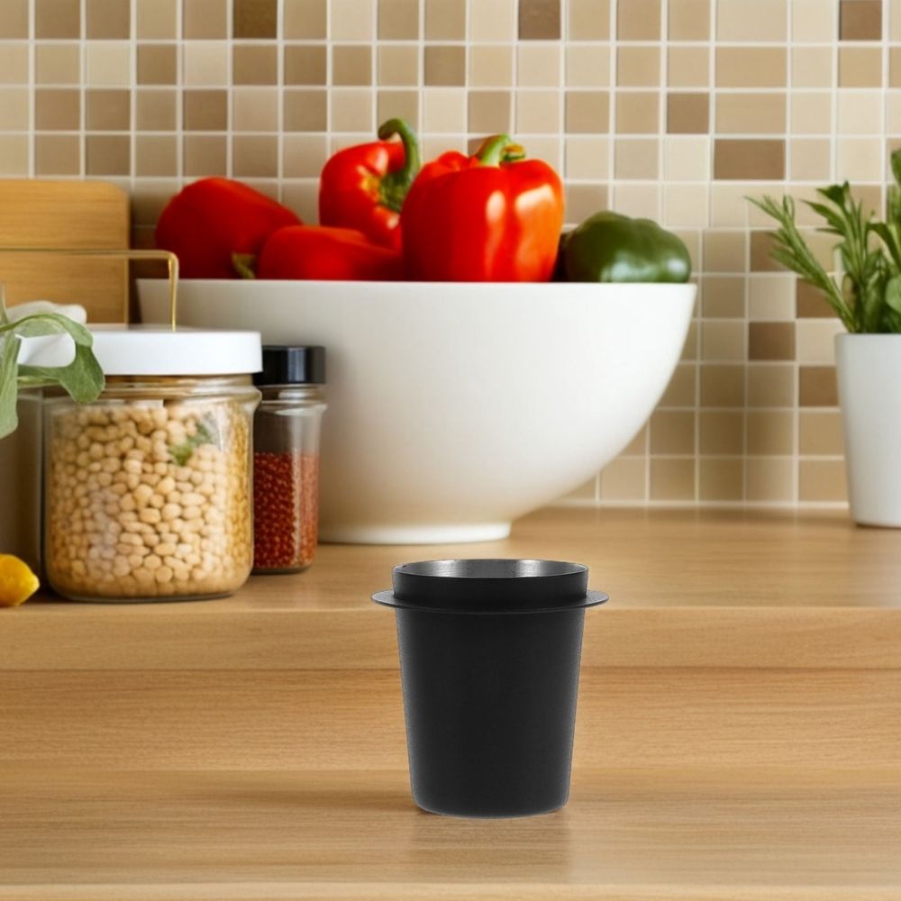 Stainless Steel Coffee Bean Dosing Cup and Tray, Black, and Stylish Design for Precise Coffee Measurement