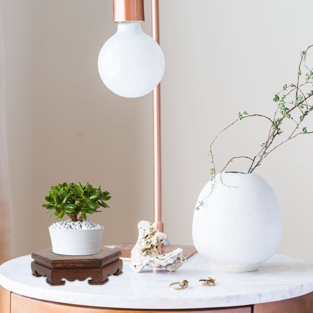 1Pc Coffee Wooden Crystal Ball Base Decorative Pedestal for Displaying Artware and Collectibles