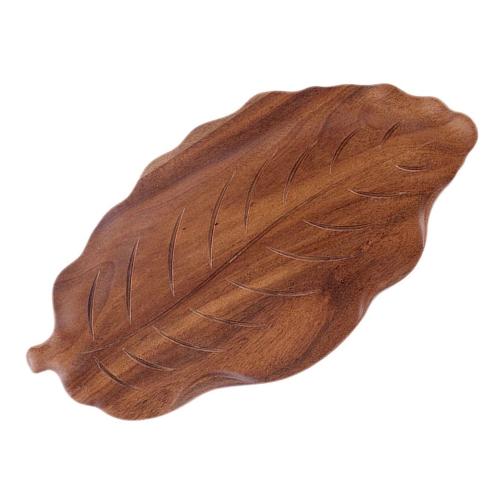 Rustic Coffee Tone Wood Leaf Tray for Cheese Platter and Coffee Table Decoration