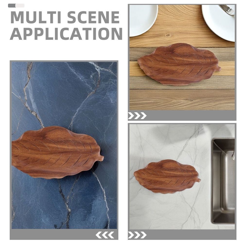 Rustic Coffee Tone Wood Leaf Tray for Cheese Platter and Coffee Table Decoration
