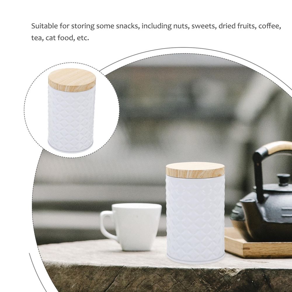White Coffee Canister Set, 2-Piece Tinplate Storage Jars for Coffee Bean Preservation