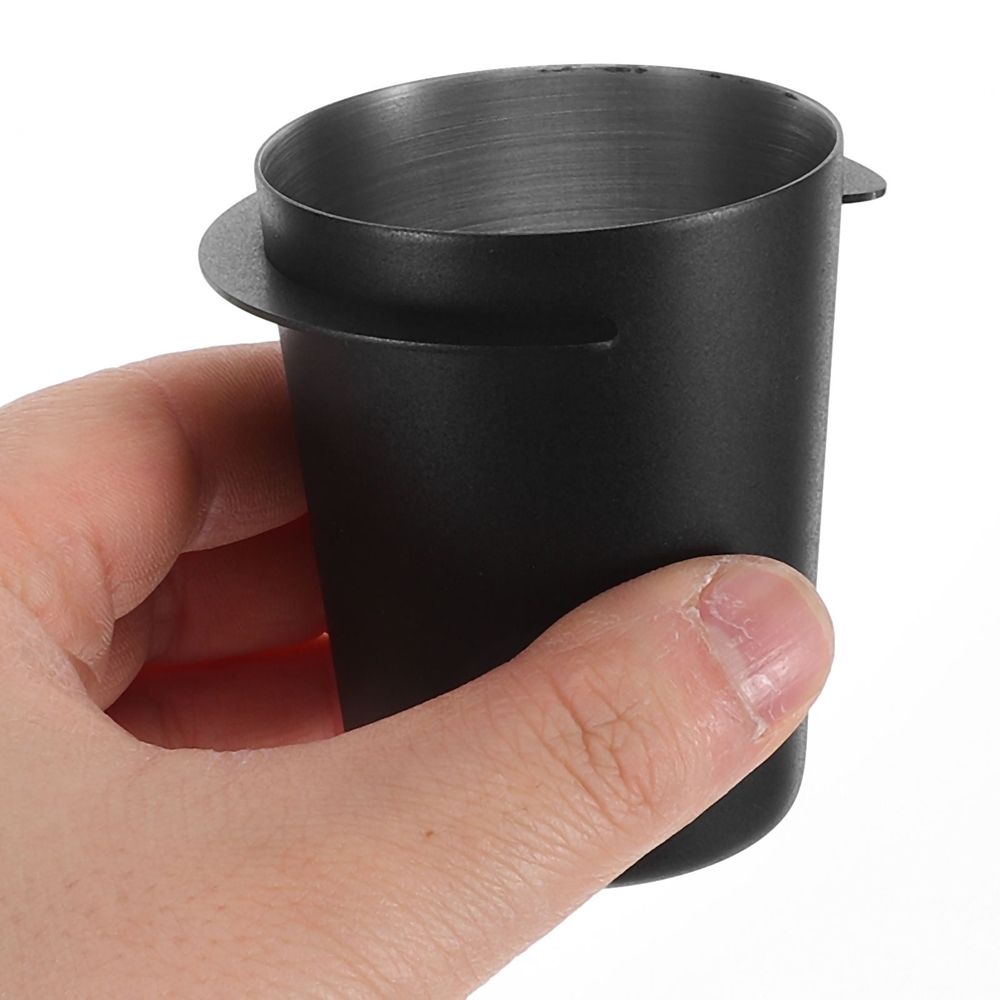 Stainless Steel Coffee Bean Dosing Cup and Tray, Black, and Stylish Design for Precise Coffee Measurement