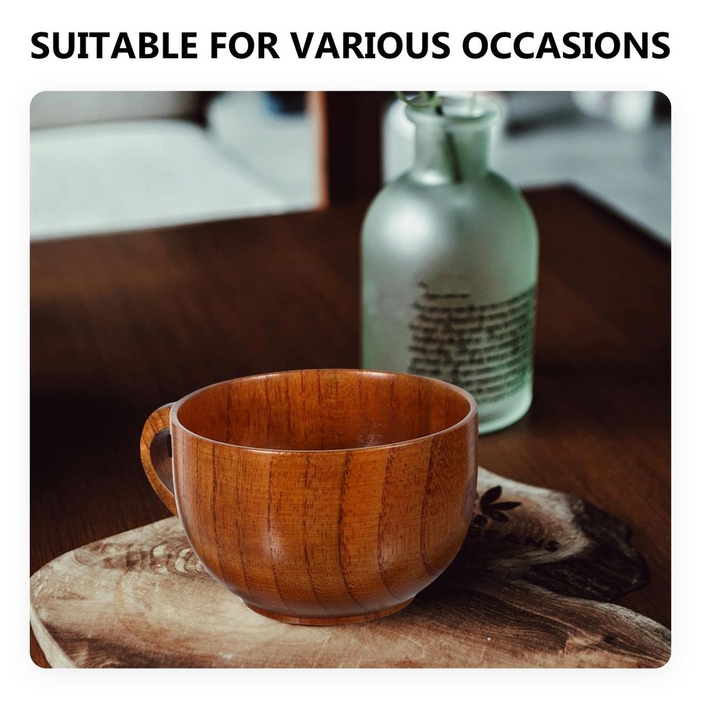 Wood Coffee Cup for Home Use with Smooth Finish and Comfortable Handle