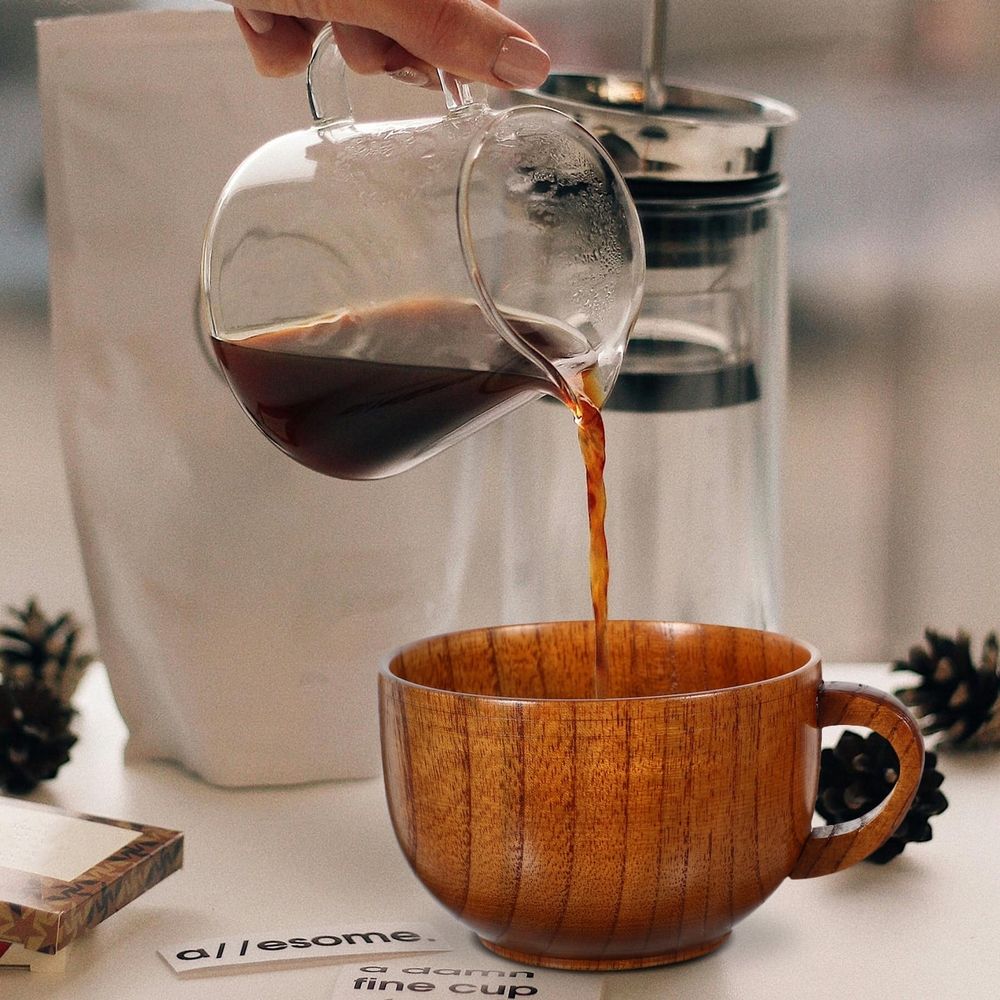 Wood Coffee Cup for Home Use with Smooth Finish and Comfortable Handle