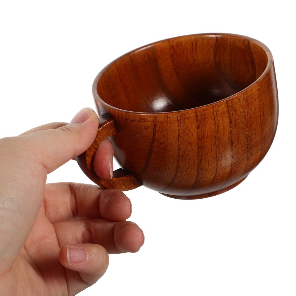Wood Coffee Cup for Home Use with Smooth Finish and Comfortable Handle