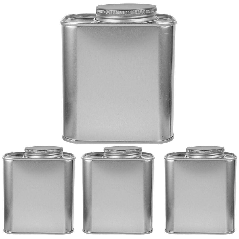 Tinplate Coffee Bean Canister Plated Silver Airtight for Tea and Sugar 4Pcs