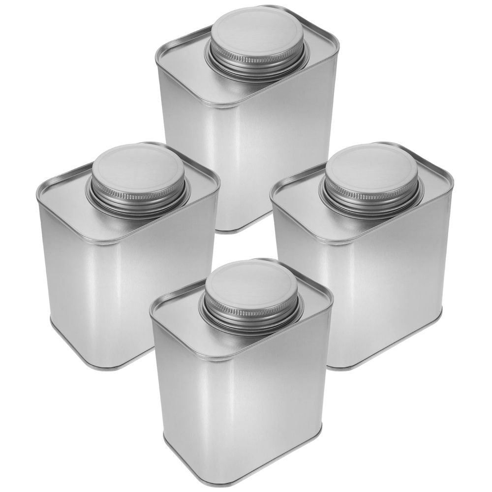 Tinplate Coffee Bean Canister Plated Silver Airtight for Tea and Sugar 4Pcs
