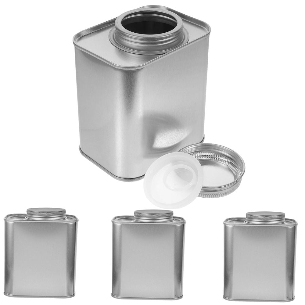 Tinplate Coffee Bean Canister Plated Silver Airtight for Tea and Sugar 4Pcs