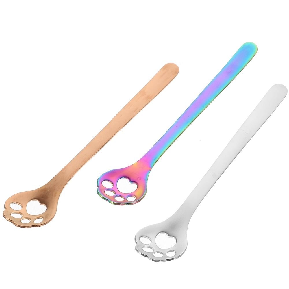 3Pcs Multi Function Cat Paw Spoon Stainless Steel for Coffee Tea and Dessert