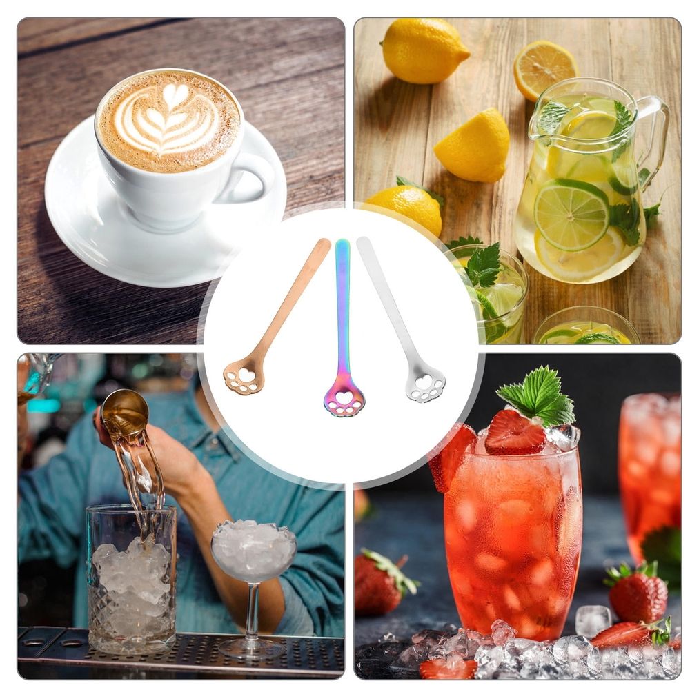 3Pcs Multi Function Cat Paw Spoon Stainless Steel for Coffee Tea and Dessert