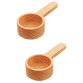 Wooden Coffee Measuring Spoon Light Brown Home Accessory Multi-Function Easy Clean 2Pcs