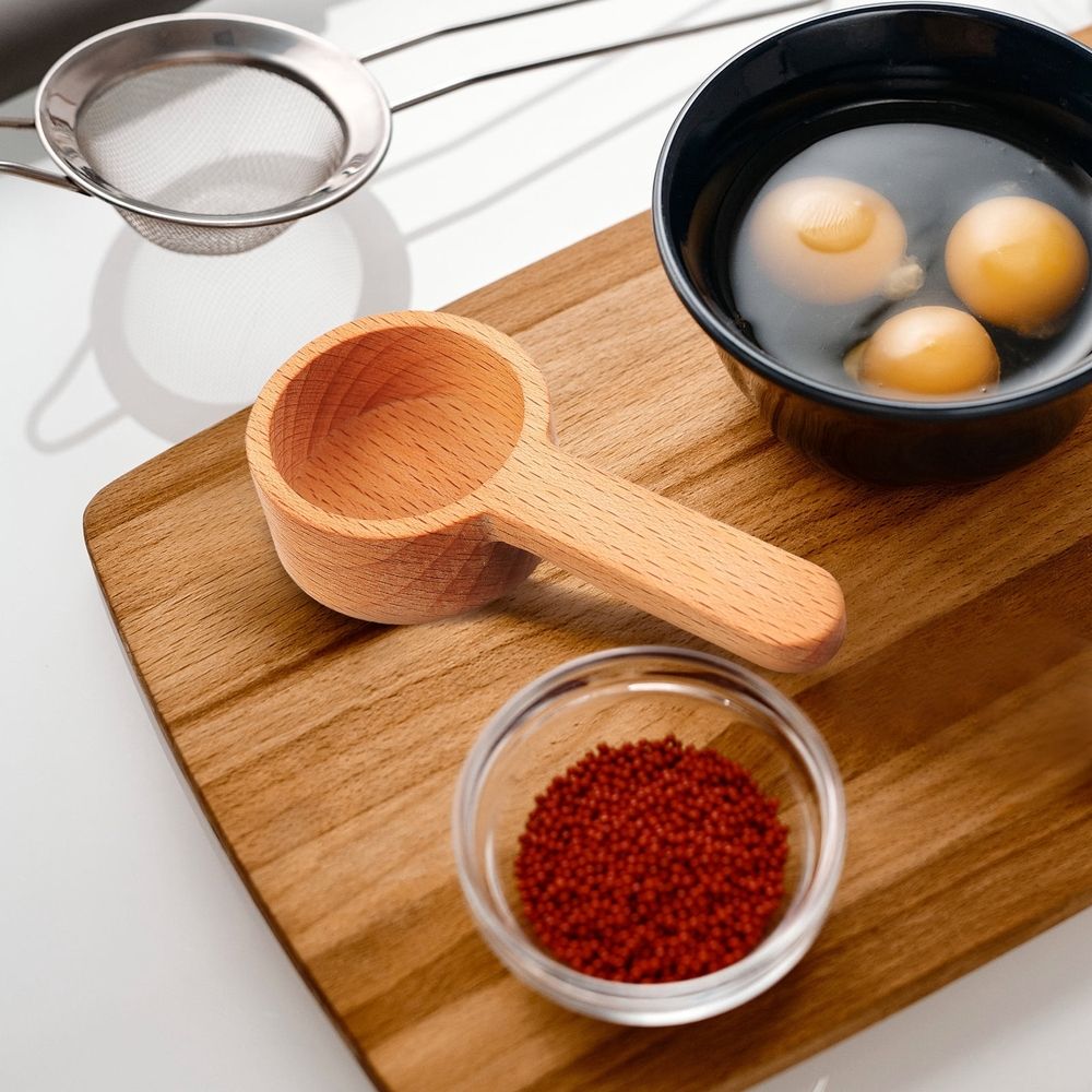 Wooden Coffee Measuring Spoon Light Brown Home Accessory Multi-Function Easy Clean 2Pcs