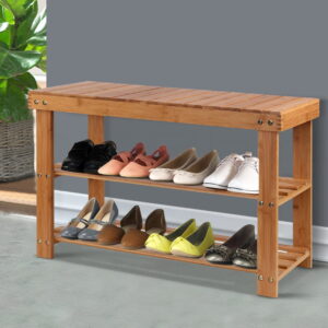 Shoe Rack Shoe Bench 10 Pairs Bamboo by Artiss