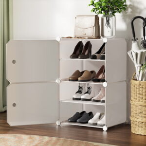 Shoe Rack DIY Set of 2 Storage Cube Stackable White by Artiss