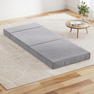 Bedding Foldable Mattress Folding Foam Bed Mat Light Grey by Giselle Bedding
