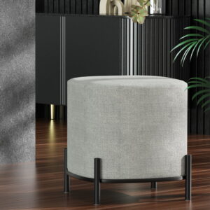 Ottoman Foot Stool Square Linen Grey by Artiss