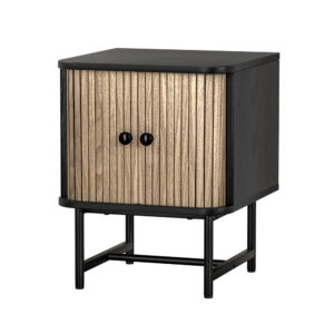 Bedside Table Side End Table Slidng Doors Storage Nightstand Black BORIS by Artiss