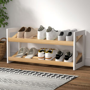 Shoe Rack 2 Tier 6 Pairs White Kara by Artiss