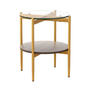 Coffee Table 45CM Round Tempered Glass Carol by Artiss