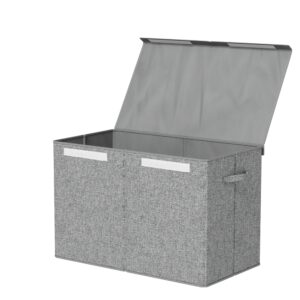 Large Toy Box Chest Storage with Flip-Top Lid Foldable Organizer Bins Grey by Keezi
