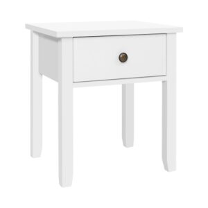 Bedside Table 1 Drawer - BOW White by Artiss