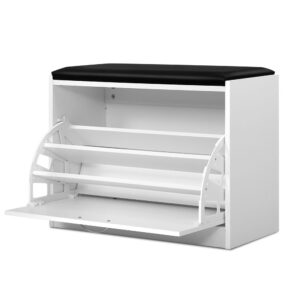 Shoe Cabinet Bench Shoes Storage Rack Organiser Drawer White 15 Pairs by Artiss