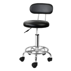 Salon Stool Swivel Chair Backrest Black by Artiss