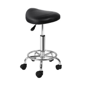 Salon Stool Saddle Swivel Chair Black by Artiss