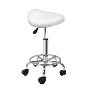 Salon Stool Saddle Swivel Chair White by Artiss
