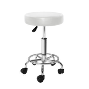 Salon Stool Round Swivel Chair White by Artiss