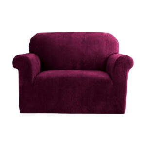 Sofa Cover Couch Covers 1 Seater Velvet Ruby Red by Artiss