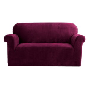 Sofa Cover Couch Covers 2 Seater Velvet Ruby Red by Artiss