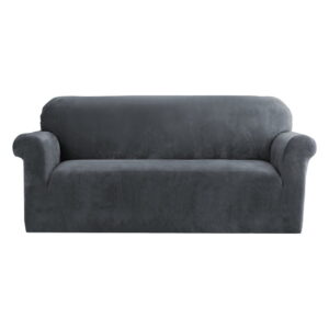 Sofa Cover Couch Covers 3 Seater Velvet Grey by Artiss