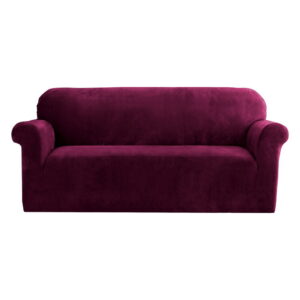 Sofa Cover Couch Covers 3 Seater Velvet Ruby Red by Artiss