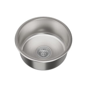 Kitchen Sink 43cm Round Stainless Steel Basin Single Bowl Silver by Cefito