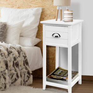 Bedside Table Vintage - THYME White by Artiss