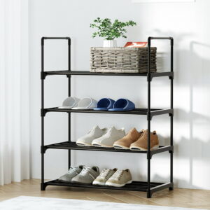 Shoe Rack Cabinet Stackable 4-tier 12 Pairs Black by Artiss