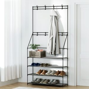 Shoe Rack Hall Tree 16 Pairs Black by Artiss