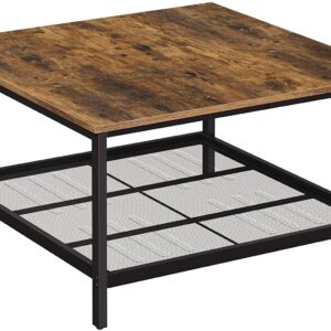 Coffee Table Steel Frame and Mesh Storage Shelf