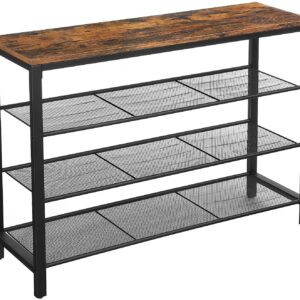 Rack with 3 Mesh Shelves Rustic Brown and Black by Topline