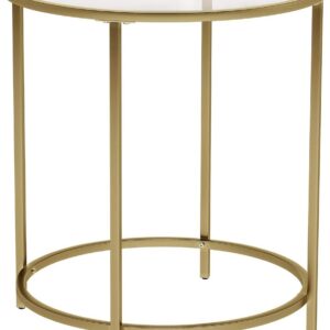 Round Side Table with Golden Metal Frame Robust and Stable by Topline