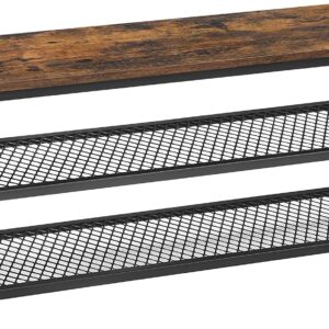 Rack with 2 Shelves 100 x 30 x 45 cm Rustic Brown and Black by Topline