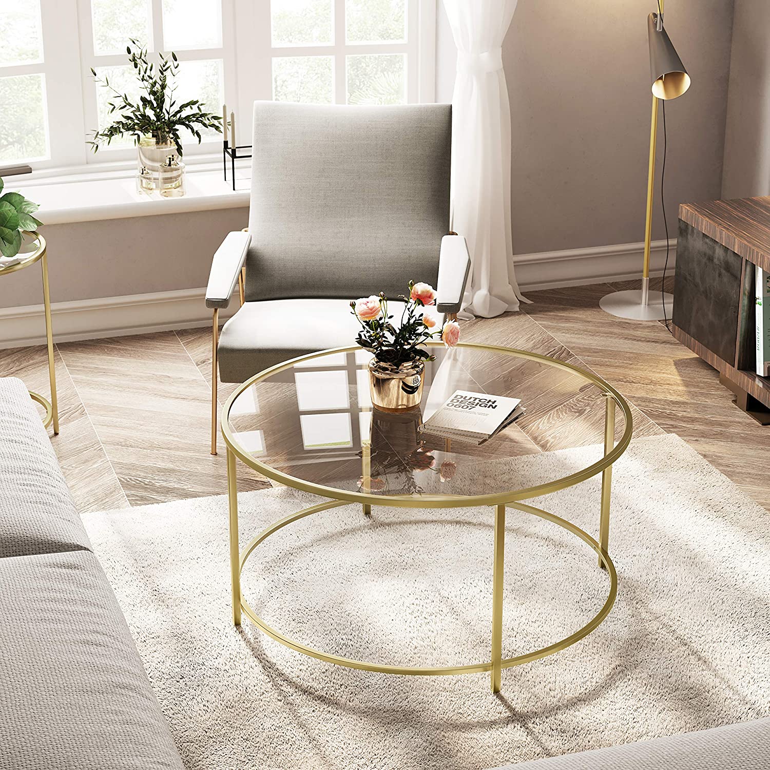 V178-11833_11833_4_sxx85zOyH Glass Table with Golden Iron Frame Stable and Robust Tempered Glass by Topline - Image 4