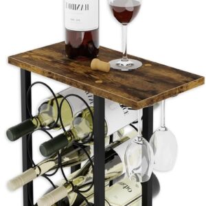 Rack Countertop Wooden & Metal Holder for 6 Bottles & 2 Glasses by Carla Home
