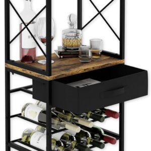 HOME Freestanding Wine Rack for 20 Bottles with Wood Countertop and Sturdy Metal Frame by Carla Home