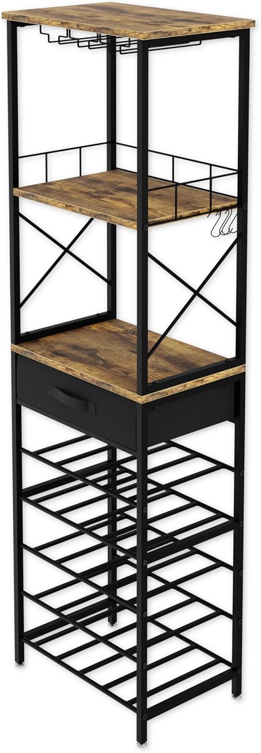 V178-36134-202507301404-03 HOME Freestanding Wine Rack for 20 Bottles with Wood Countertop and Sturdy Metal Frame by Carla Home - Image 4