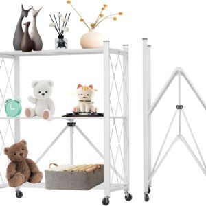 HOME 3-Tier Foldable Storage Shelf with Wheels for Kitchen